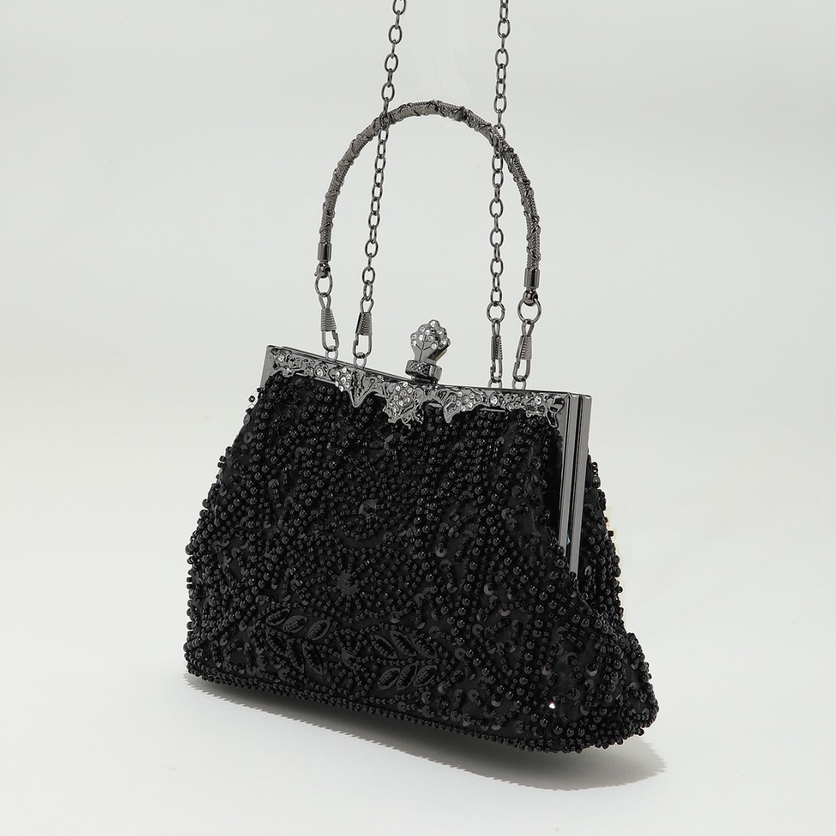 Women's Retro Handmade Pearl Embroidery Beaded Sequins Evening Bags