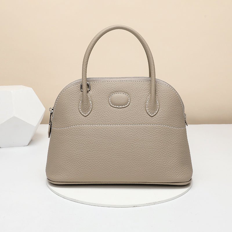 Women's Litchi Pattern First Layer Cowhide Portable Bags