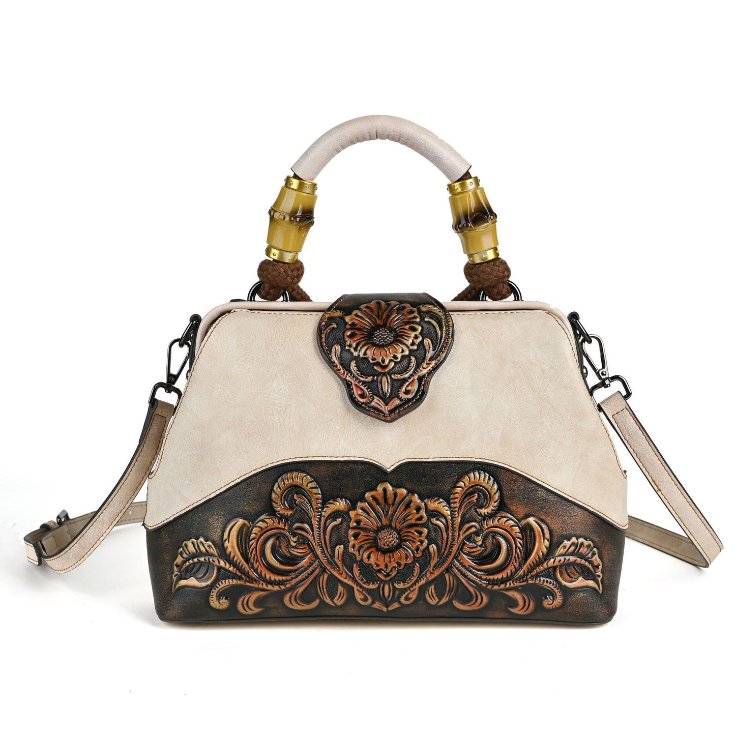 Women's Retro Embossed Hand-rub Color Clip Crossbody Bags
