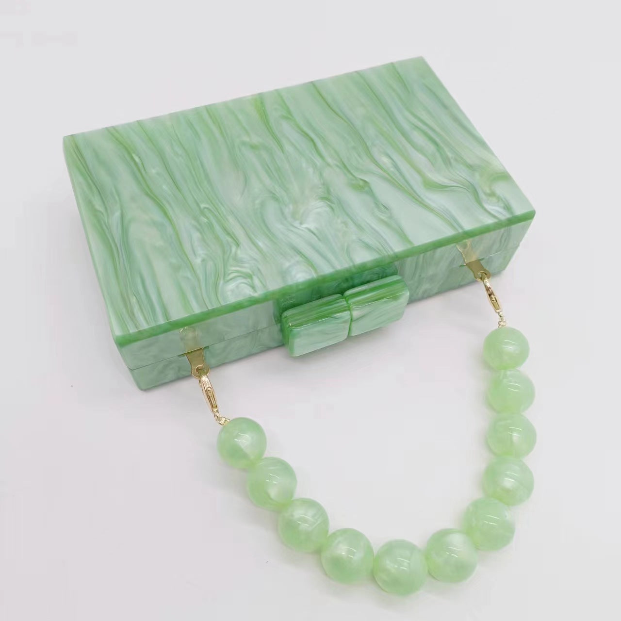 Women's Pearlescent Acrylic Beaded Wrist Hand-held Wedding Evening Bags