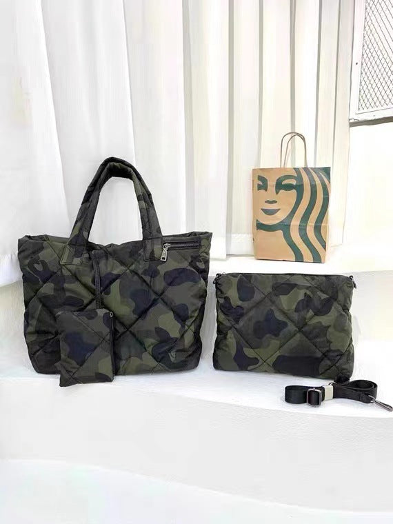 Women's Korean Style Rhombus Space Cotton Large Capacity Shoulder Bags