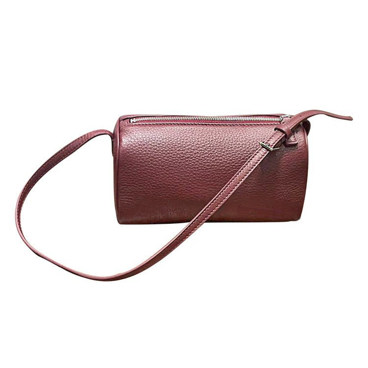 Pencil Box First Layer Cowhide Round Bags