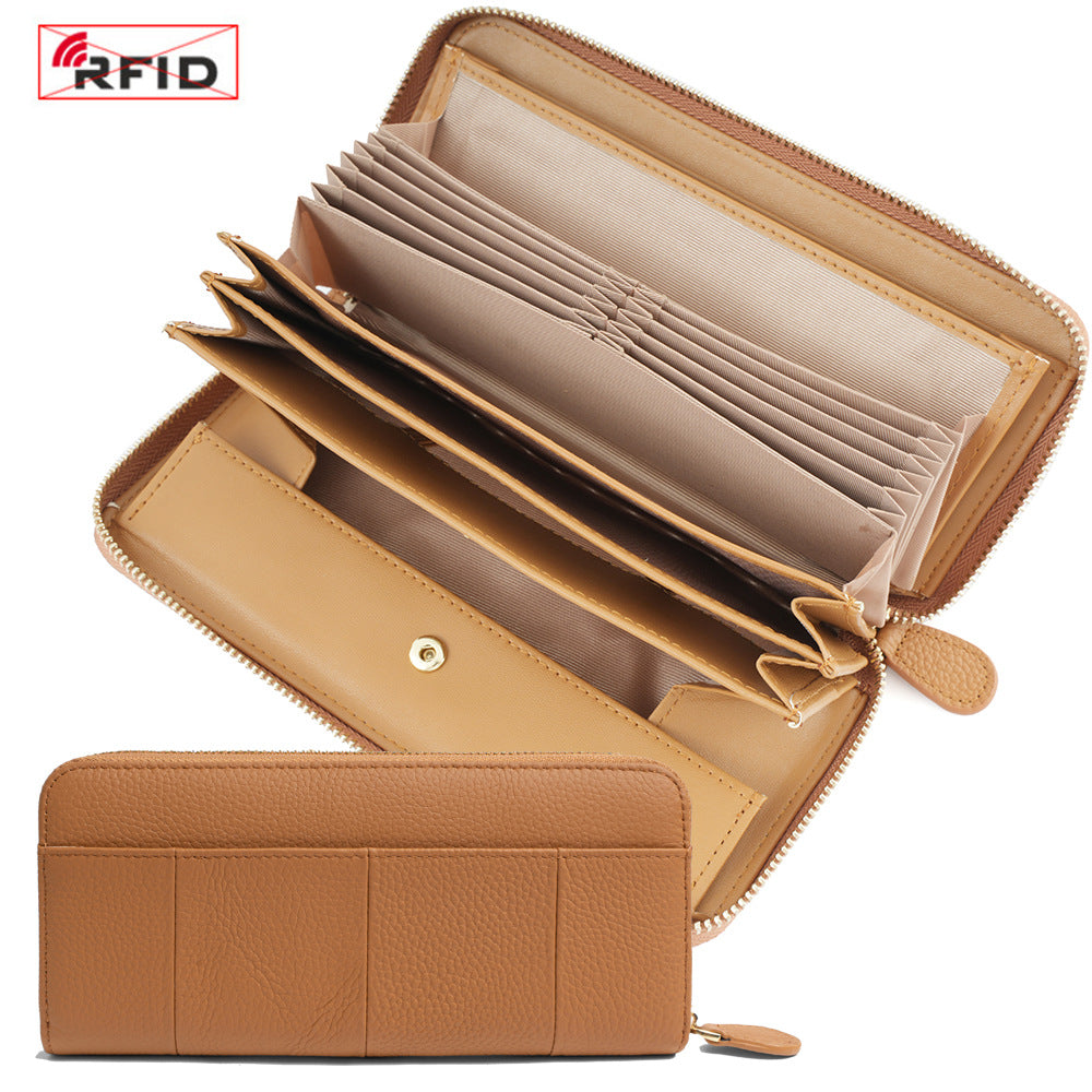 Women's Long Genuine Leather Multiple Slots Large Ladies Wallets