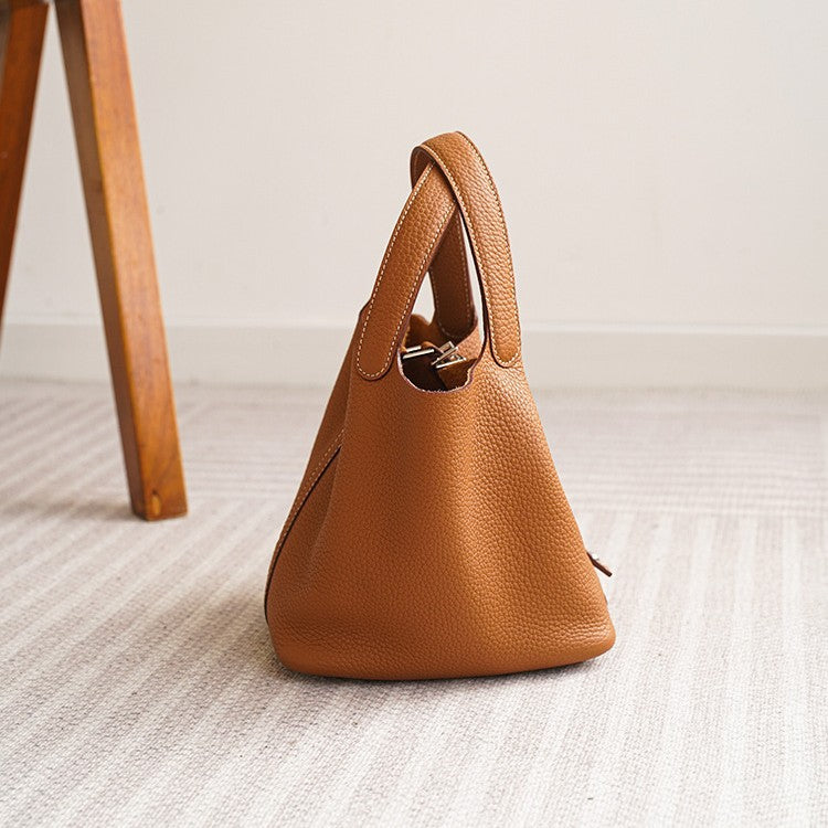 Women's Vegetable Basket Layer Cowhide Leather Versatile Handbags