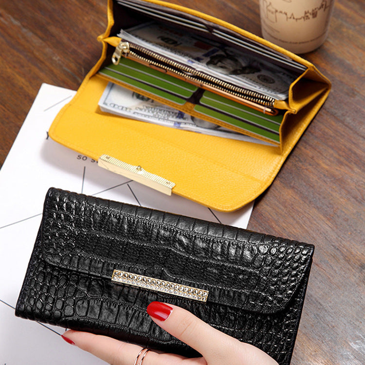 Women's Style Simple Crocodile Pattern Series Plain Ladies Wallets