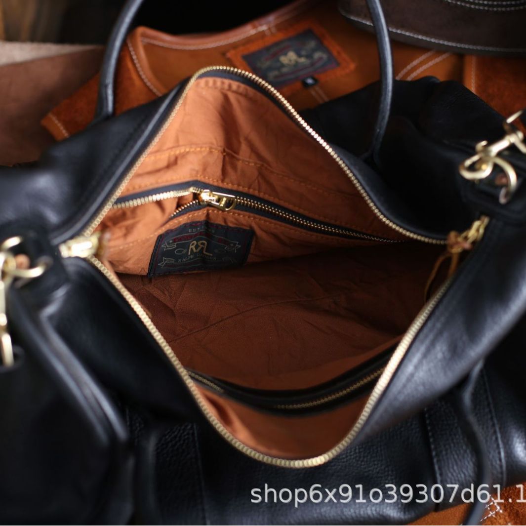Women's & Men's & Leather Short-distance Portable Big Copper Bags