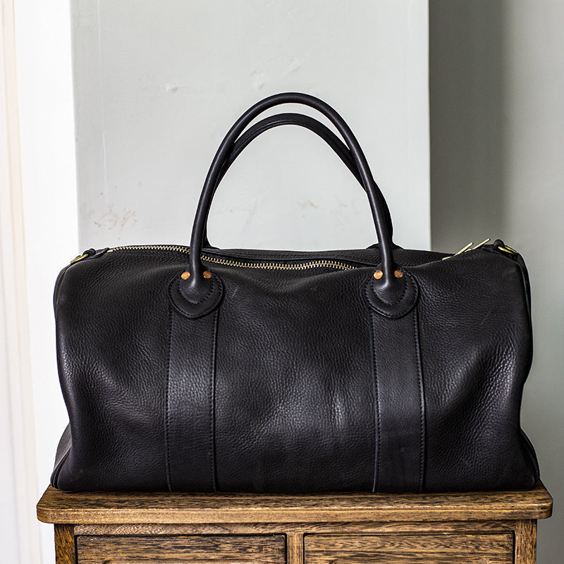 Women's & Men's & Leather Short-distance Portable Big Copper Bags