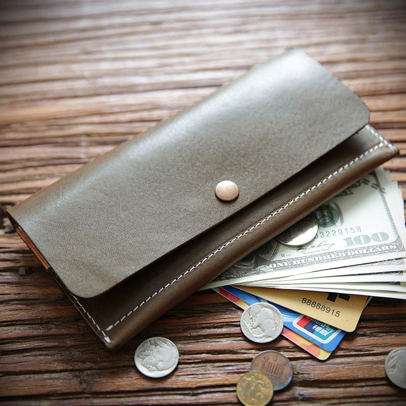 Men's Tanned Leather Long Genuine Simple First Men's Wallets