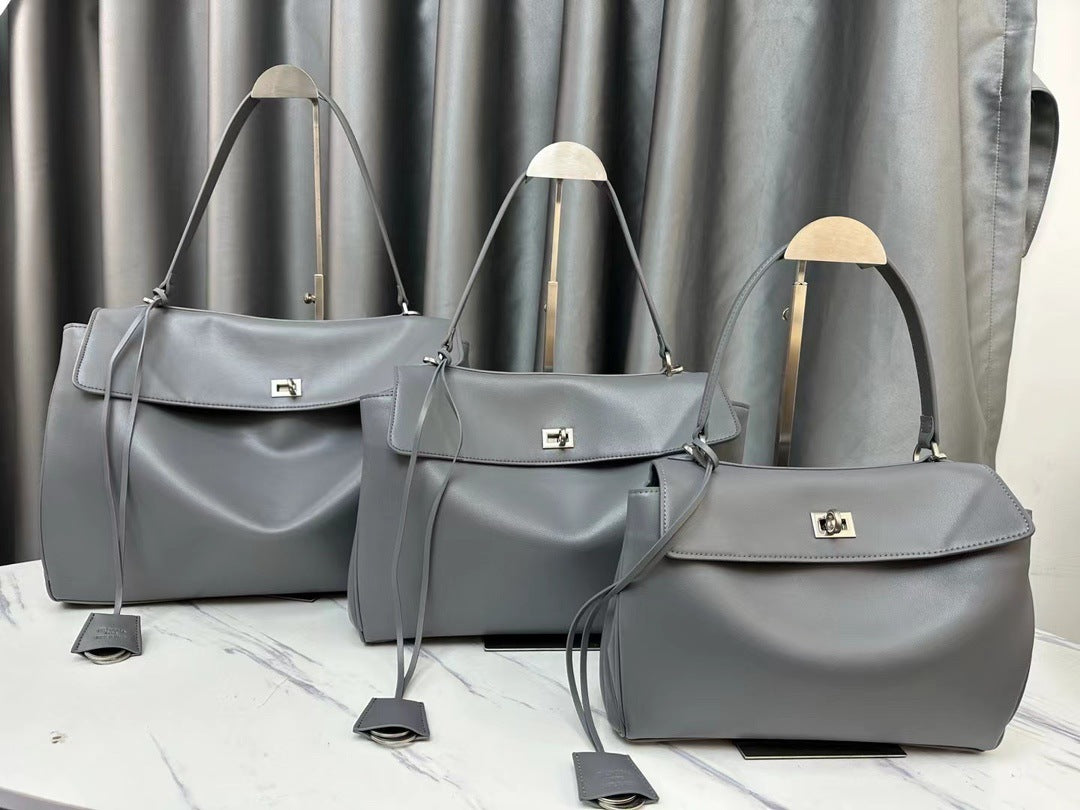 Retro Fashionable Cowhide Kelly Large Capacity Handbags