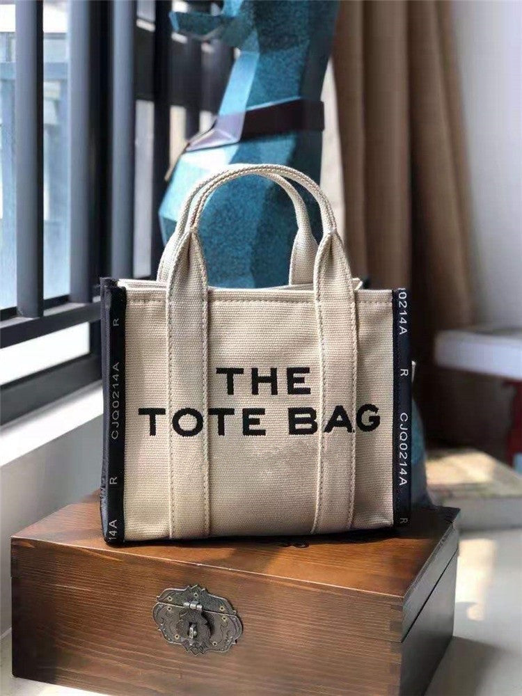 Women's Horse Letter Jacquard Canvas Shopping Commuter Shoulder Bags