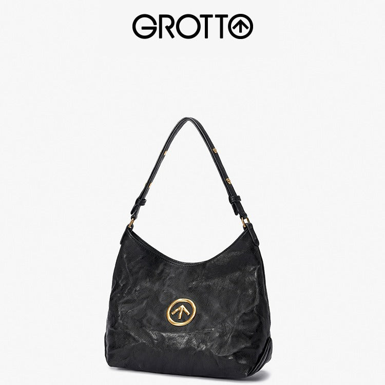 Stone Size Vegetable Tanned Sheepskin Commuter Shoulder Bags