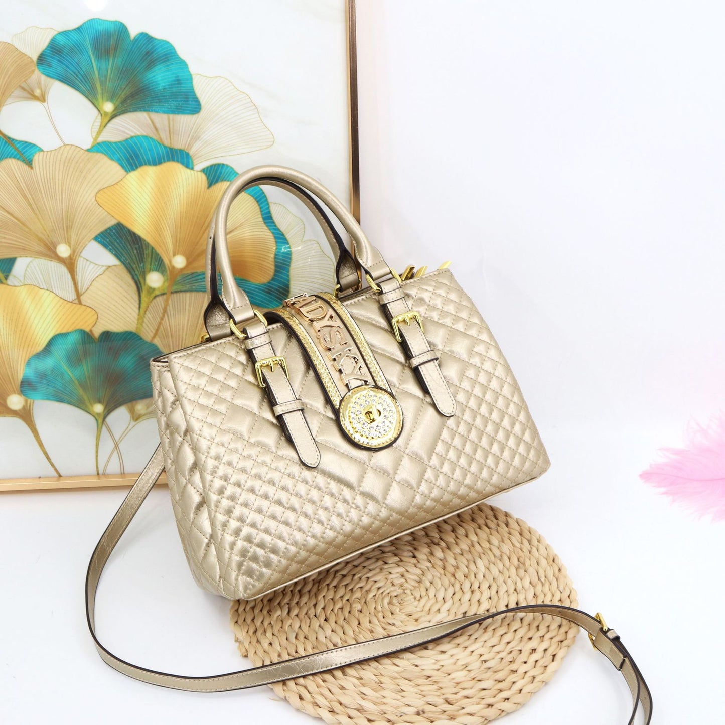 Women's Embroidery Thread Pu Leather Diamond Large Handbags