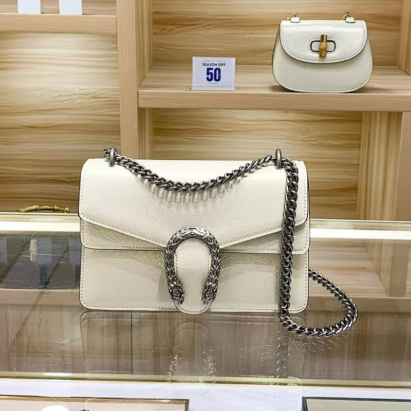 Women's Vintage Snake Head Design Niche Cowhide Bags
