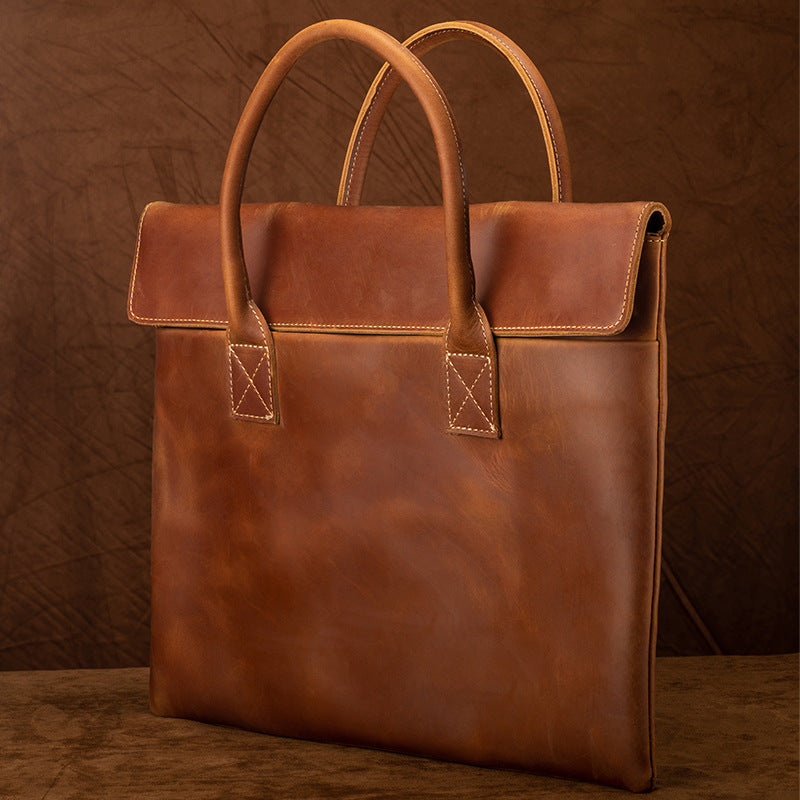 Men's Leather Portable Inch Computer First Layer Bags
