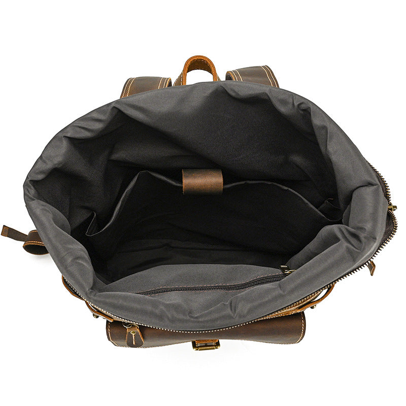 Men's Retro Crazy Horse Leather Large Capacity Backpacks