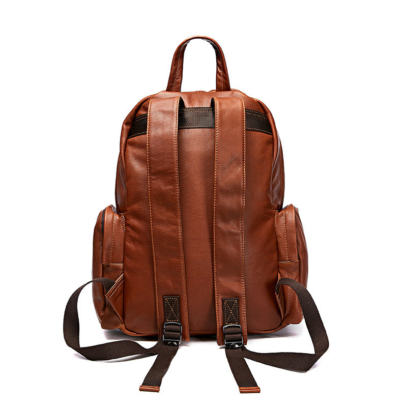 Men's Leather Leisure Large Capacity First Layer Backpacks