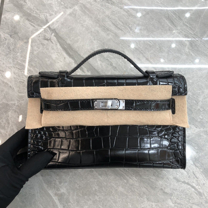 Women's Crocodile Pattern Generation Kelly Cow Leather Shoulder Bags