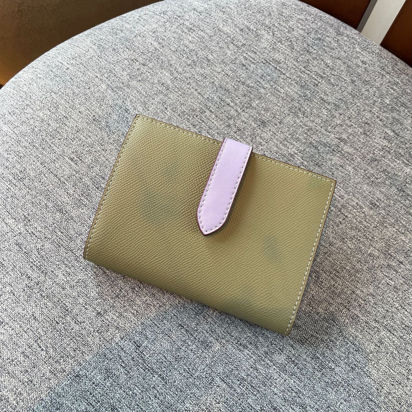 Cowhide Change Contrast Color Design Large Card Holder