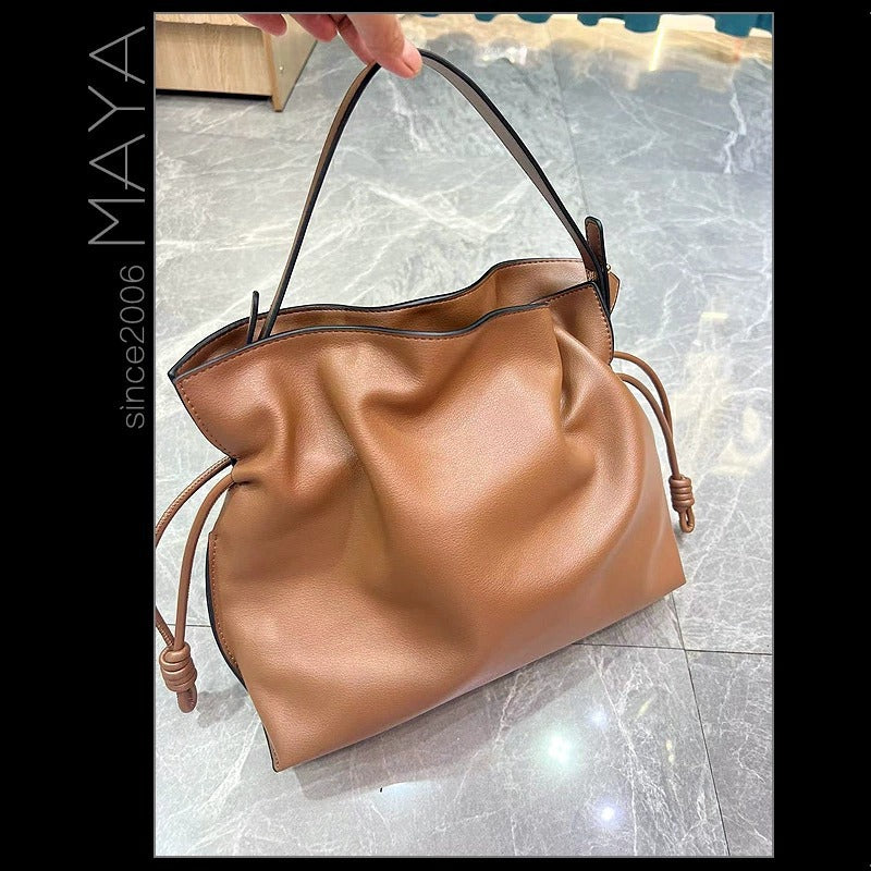 Women's High-grade Portable Lucky Drawstring Soft Leather Crossbody Bags