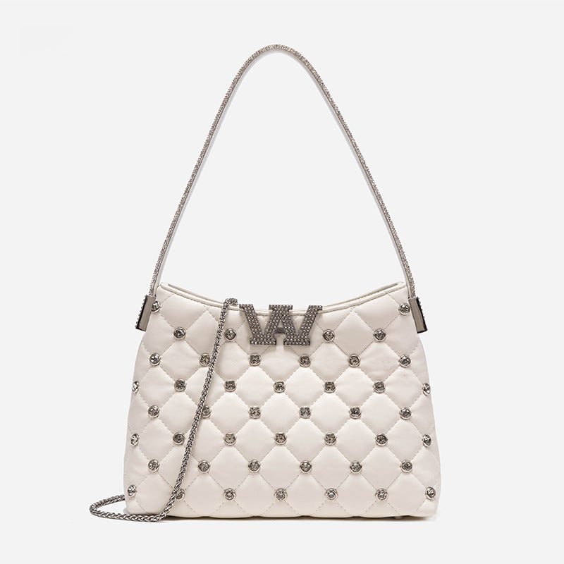 Women's Rhinestone Quartz Diamond Chain Alexander Wang Underarm Bags