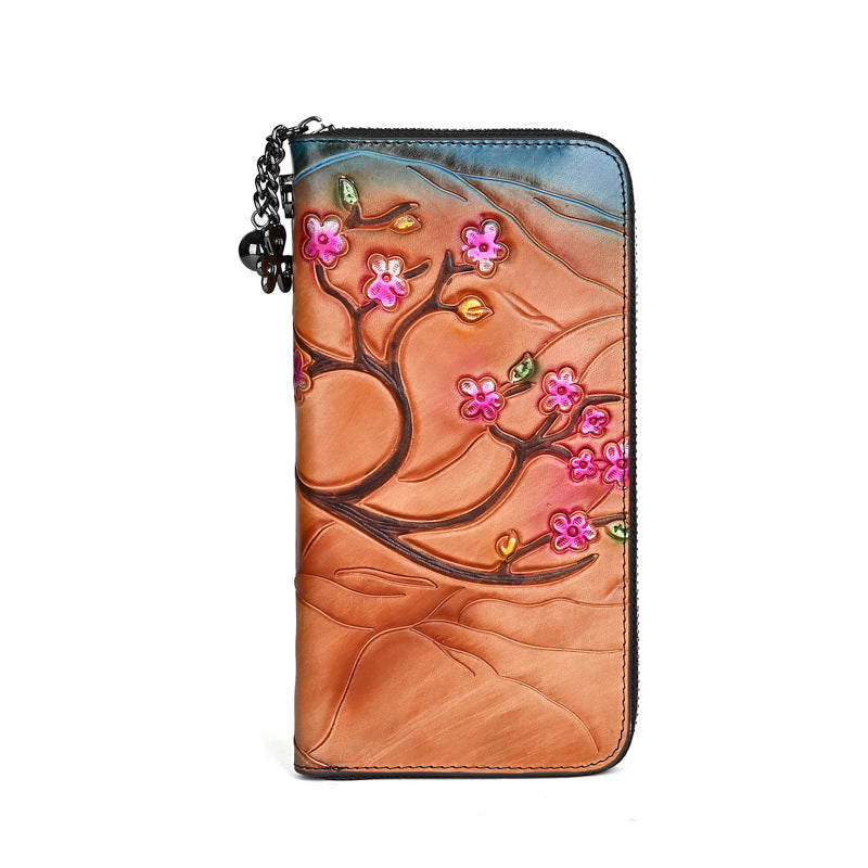 Head Design Clutch Top Layer Cowhide Ladies Wallets