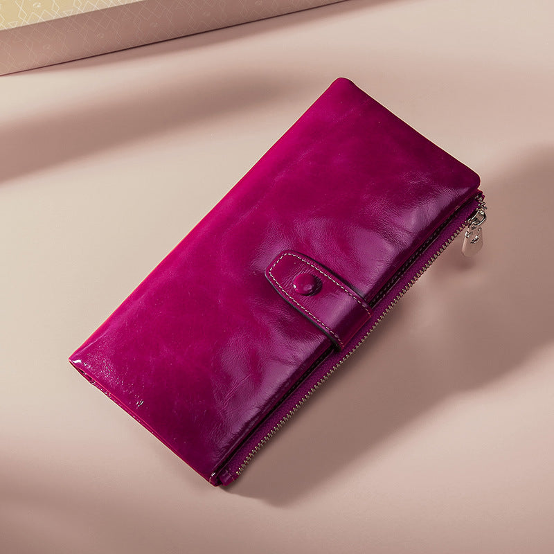 Women's Layer Cowhide Business Retro Long Lady's Ladies Wallets