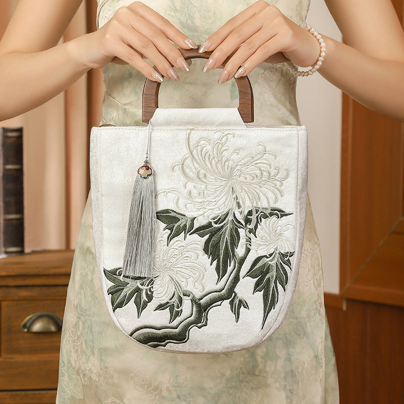 Embroidered Wooden Antique Ethnic Style National Handbags