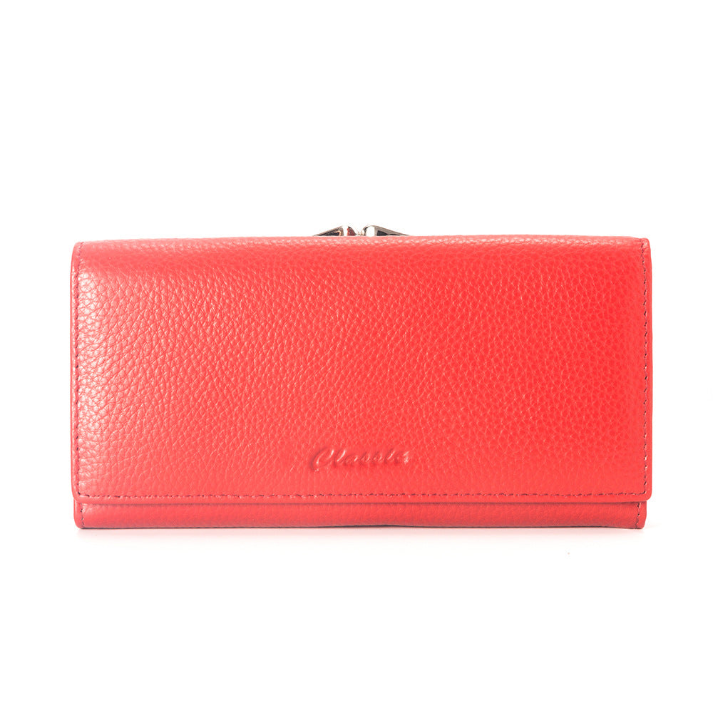 Women's Large Capacity Long Zipper First Layer Ladies Wallets