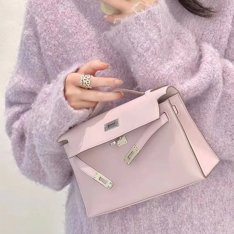 Handmade Wax Line Cowhide Mini Advanced Handbags
