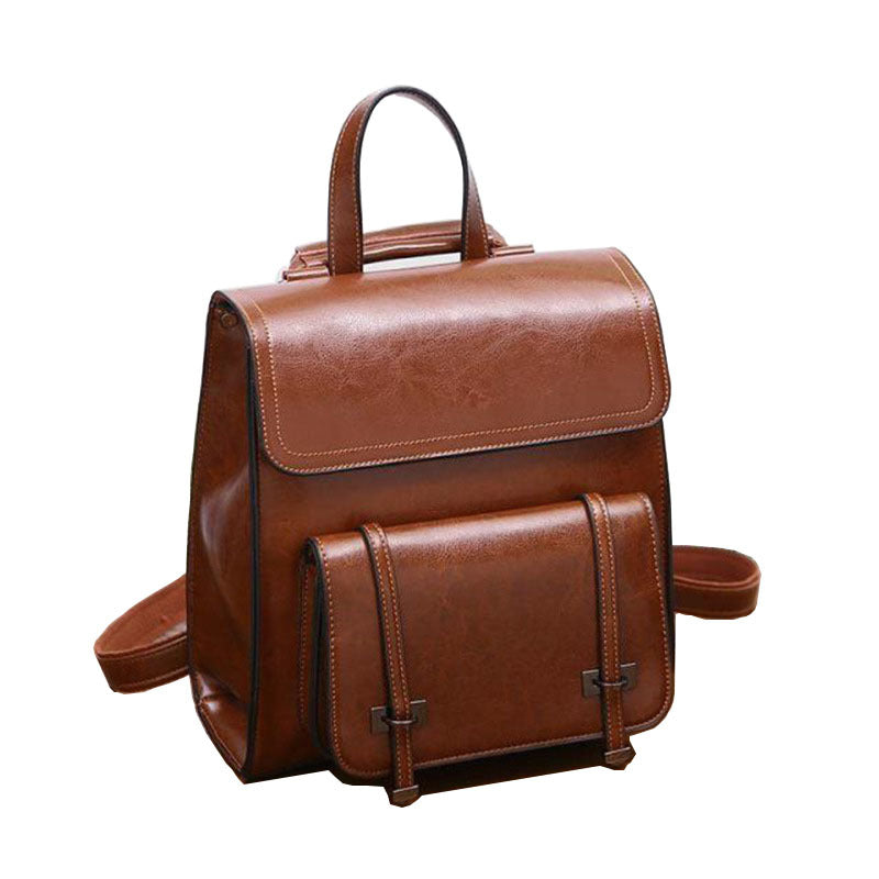 Genuine Leather Short Trip Lightweight Female Backpacks