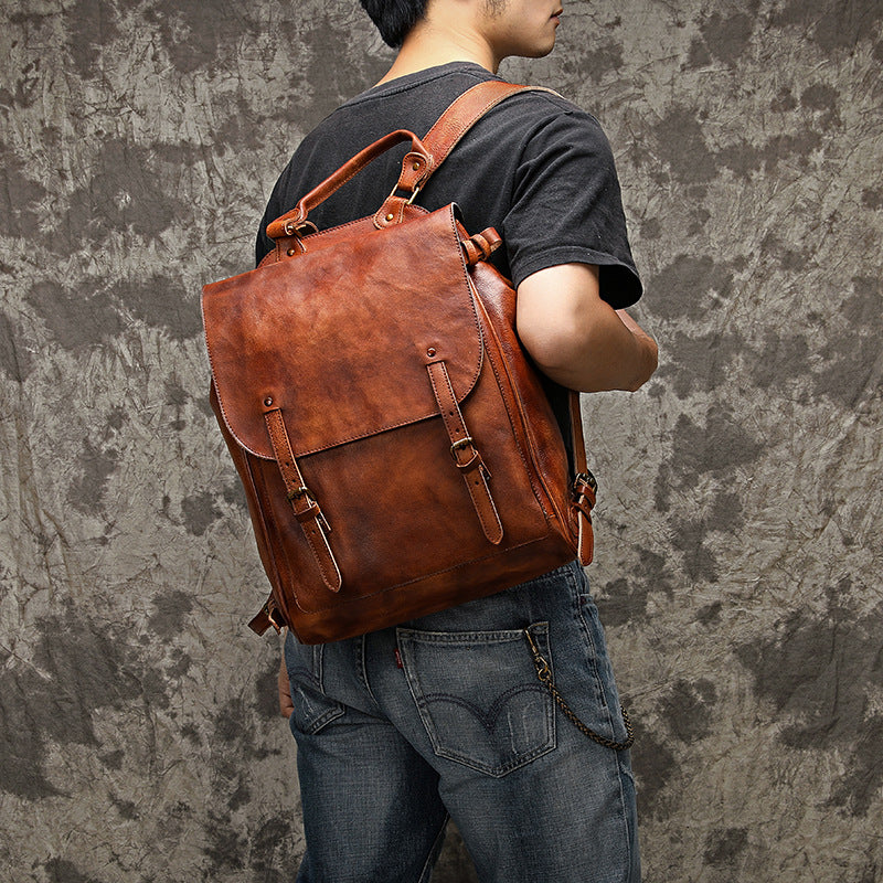 Leather Sketch Brush Color College Large Backpacks