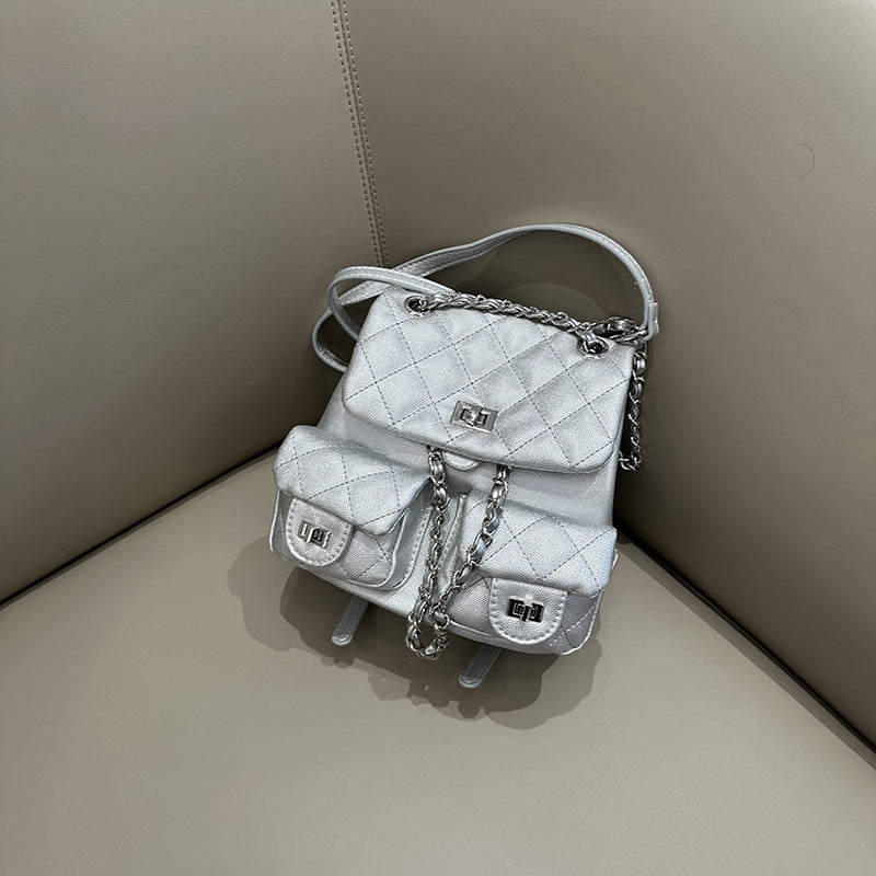 Women's Western Style Chain Rhombus Simple Trendy Backpacks
