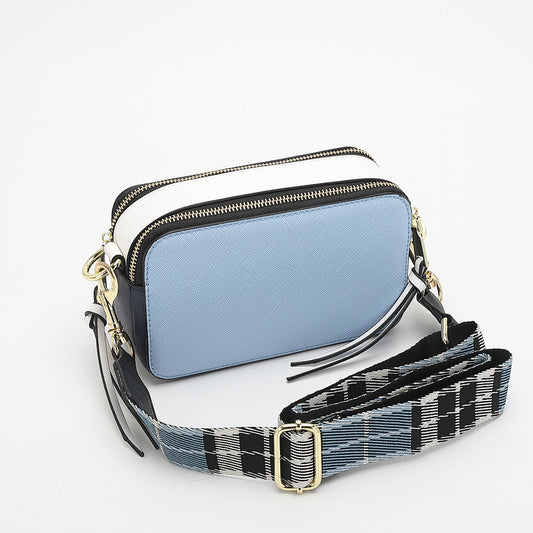 Women's Wide Strap Mark Double Zipper Classic Bags