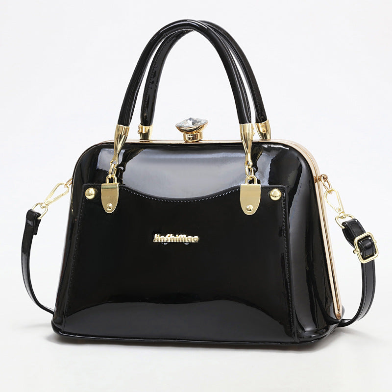 Women's Popular Bright Leather Steel Frame Fashion Handbags