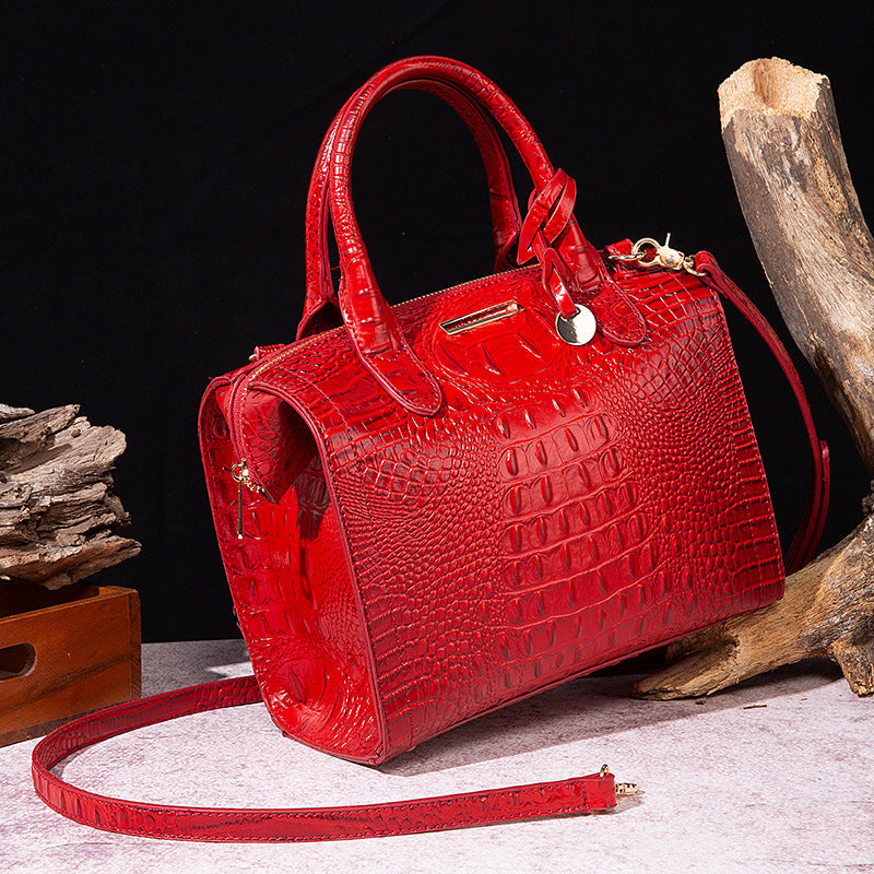 Classy Women's Crocodile Pattern Large Capacity Handbags