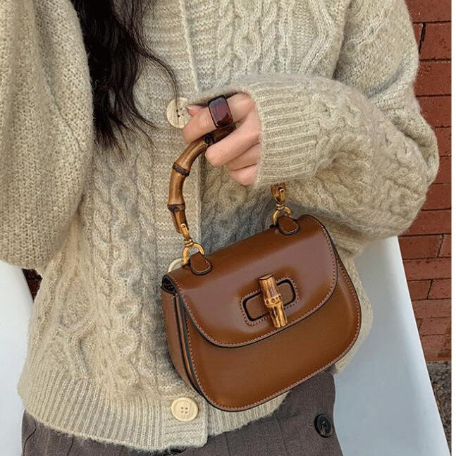 Women's Bamboo Vintage Saddle Niche Fashion Oblique Bags
