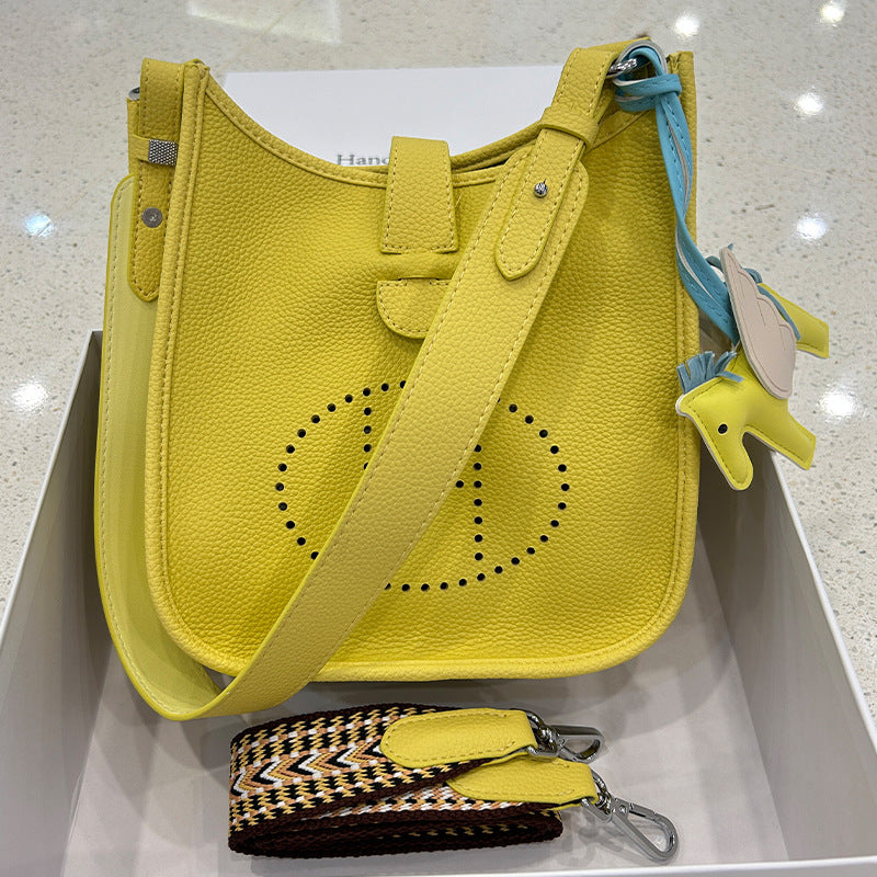 Women's Genuine Leather First Layer Cow Wide Crossbody Bags