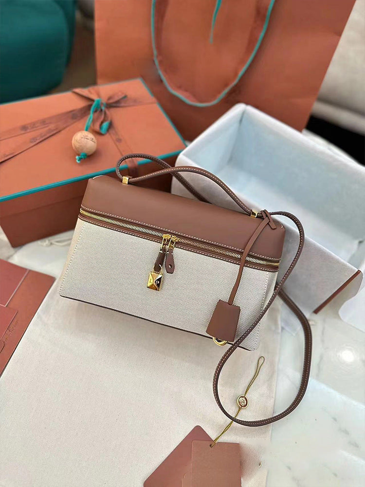 Leather Canvas Underarm Italian Original Zipper Shoulder Bags