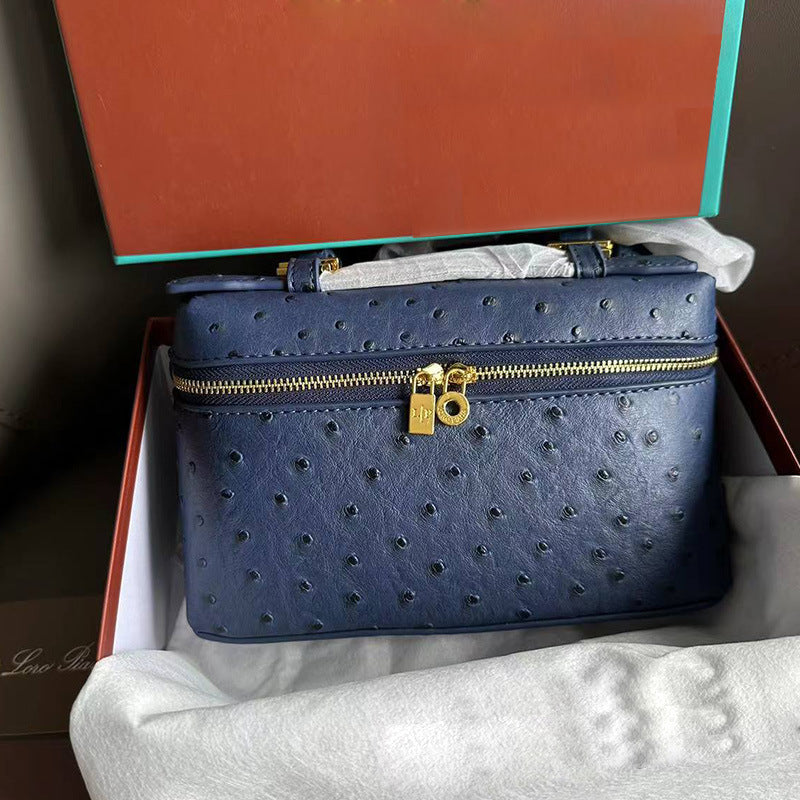 Women's Lunch Box Ostrich Leather Popular For Crossbody Bags
