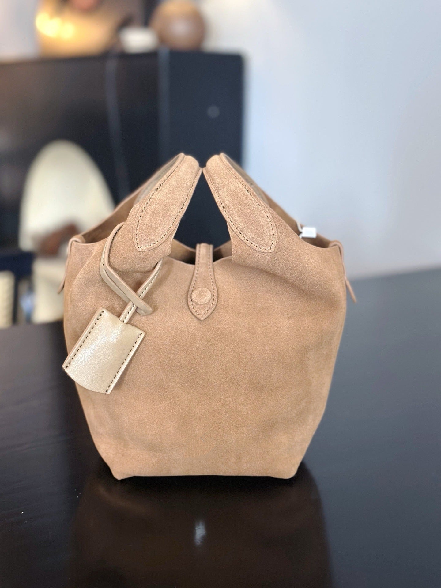 Layer Cowhide Vegetable Basket Large Capacity Bags