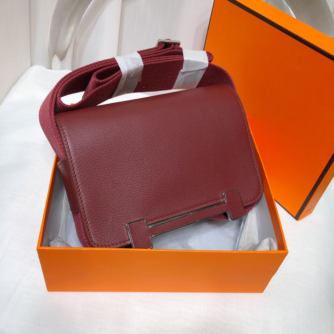 Women's Style Clogs Wide Strap Genuine Leather Crossbody Bags