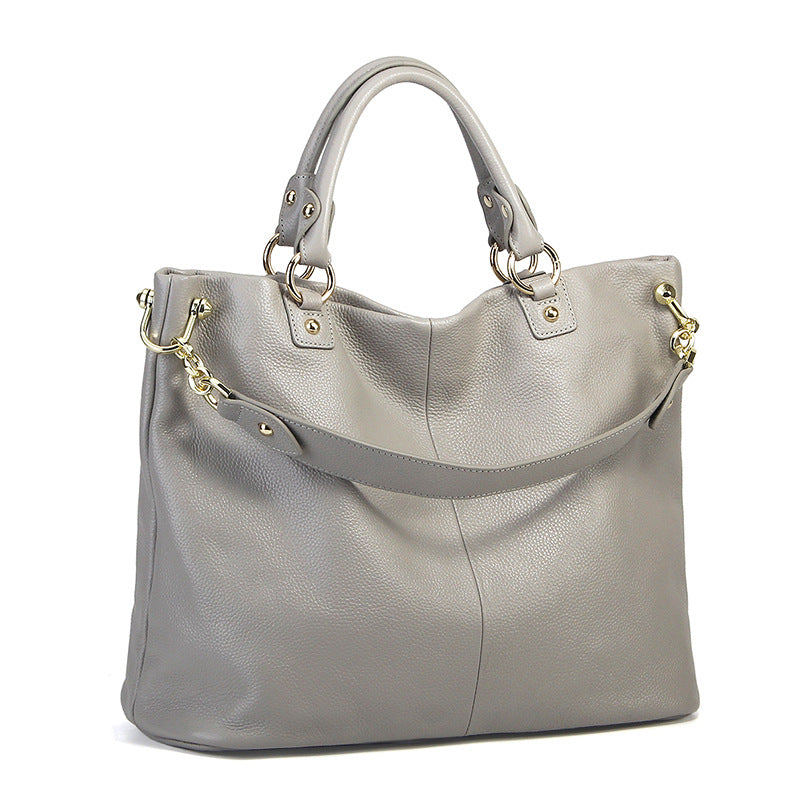Women's Layer Cowhide Large Capacity Portable Stylish Shoulder Bags