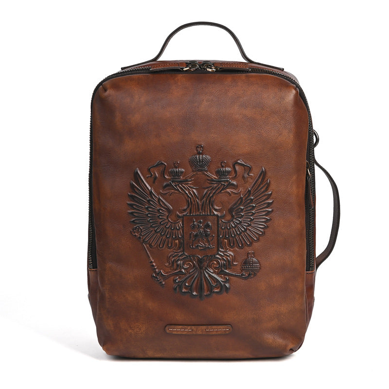 Men's Trendy Head Layer Vegetable Tanning Leather Backpacks
