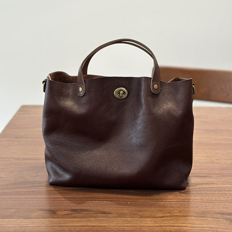Women's Vegetable Tanned Leather Top Layer Genuine Portable Bags