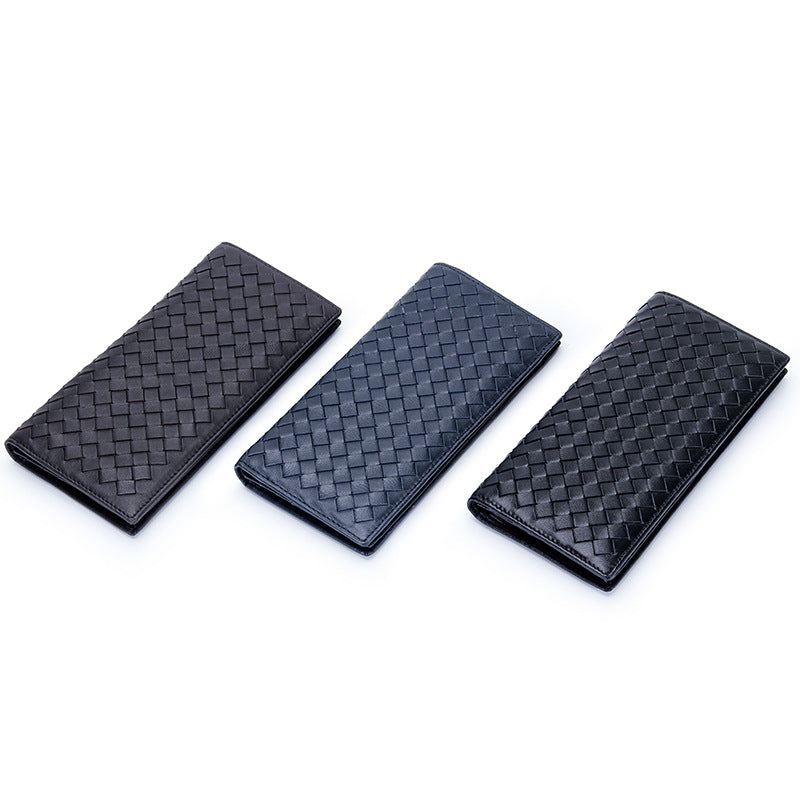 Pure Sheepskin Long Fashion Hand-woven Two-fold Men's Wallets