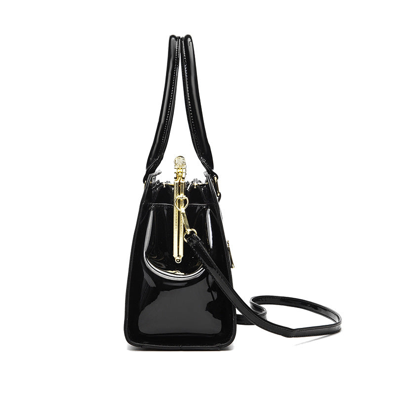 Women's Trendy Large Capacity Shining Leather Steel Handbags