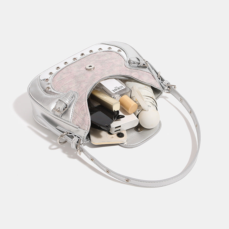 Motorcycle Saddle Female Design Crocodile Pattern Armpit Bags