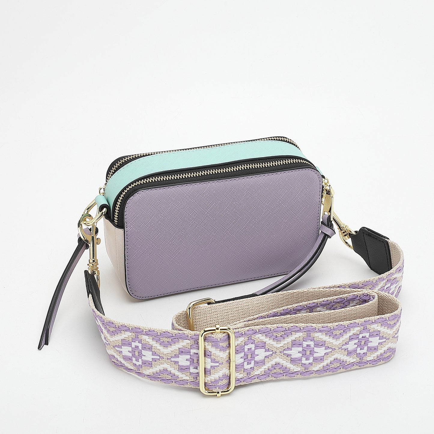 Women's Wide Strap Mark Double Zipper Classic Bags