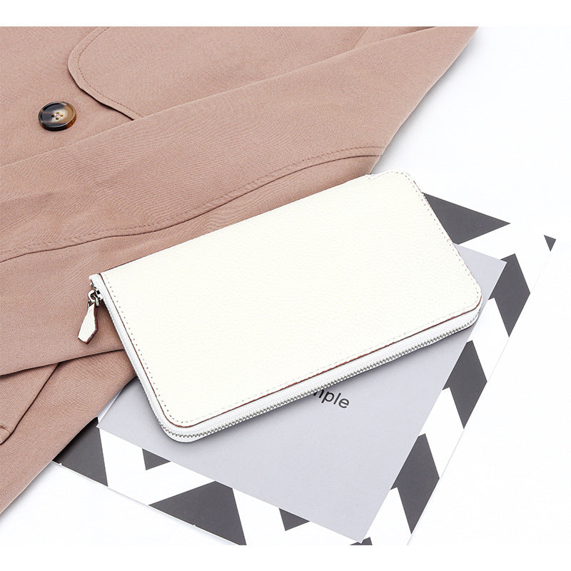 Long Genuine Leather Zipper Large Capacity Ladies Wallets