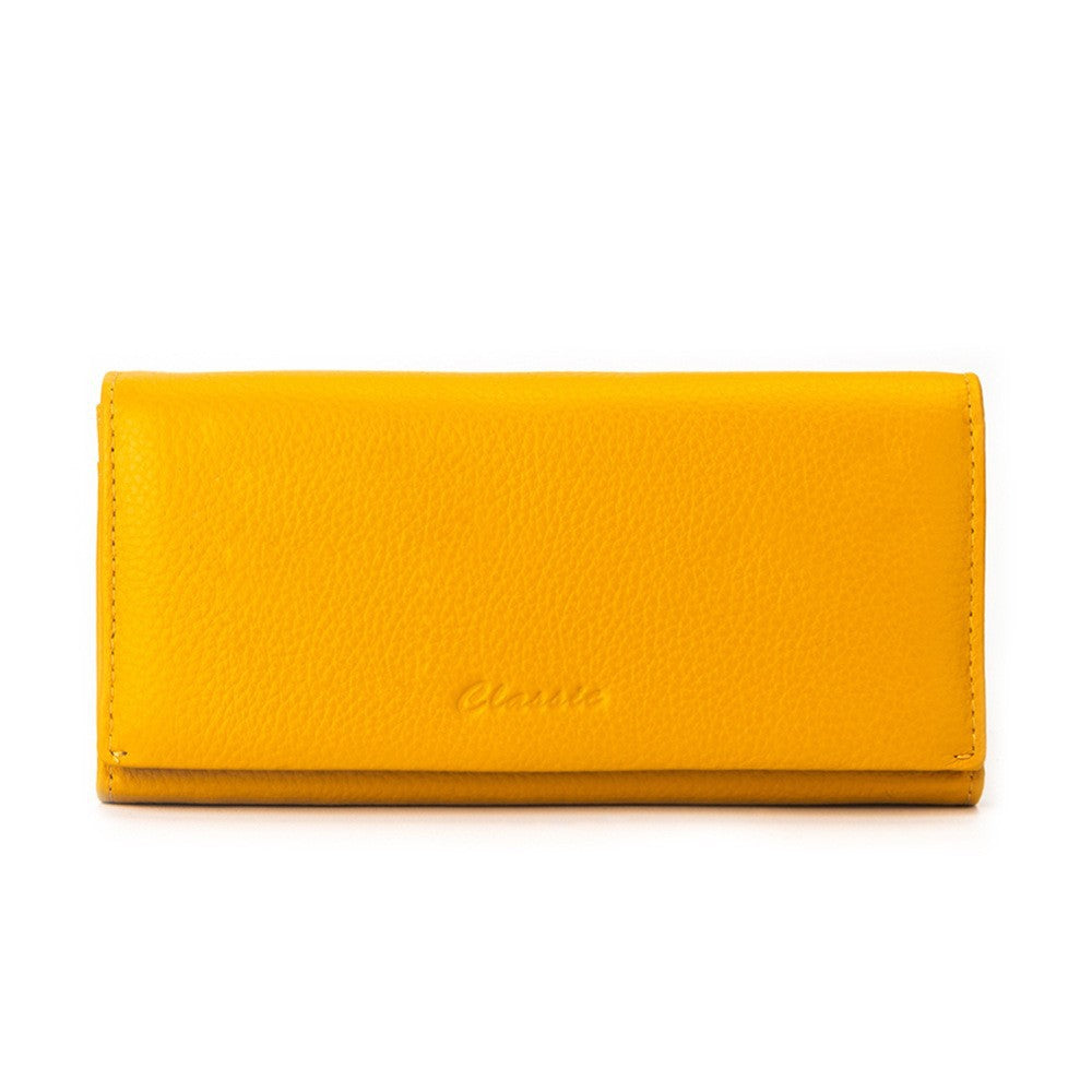 Women's Long Genuine Leather First Layer Cowhide Lychee Pattern Clutch Ladies Wallets